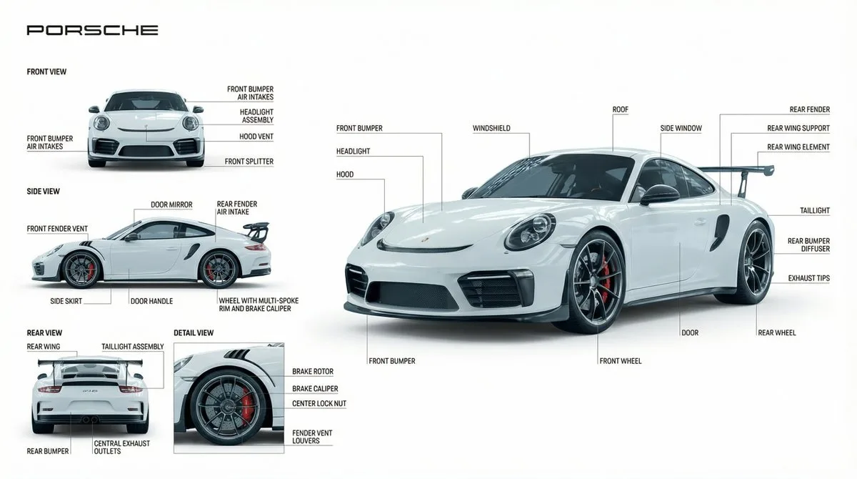 Minimalist porsche industrial spec sheet — Sonra