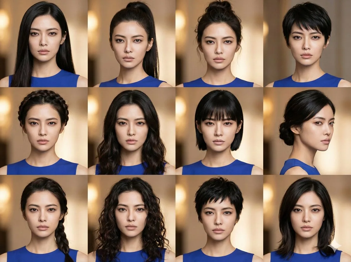 Multi hairstyle grid portrait — After