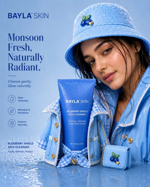 Luxury monsoon skincare fashion advertising campaign