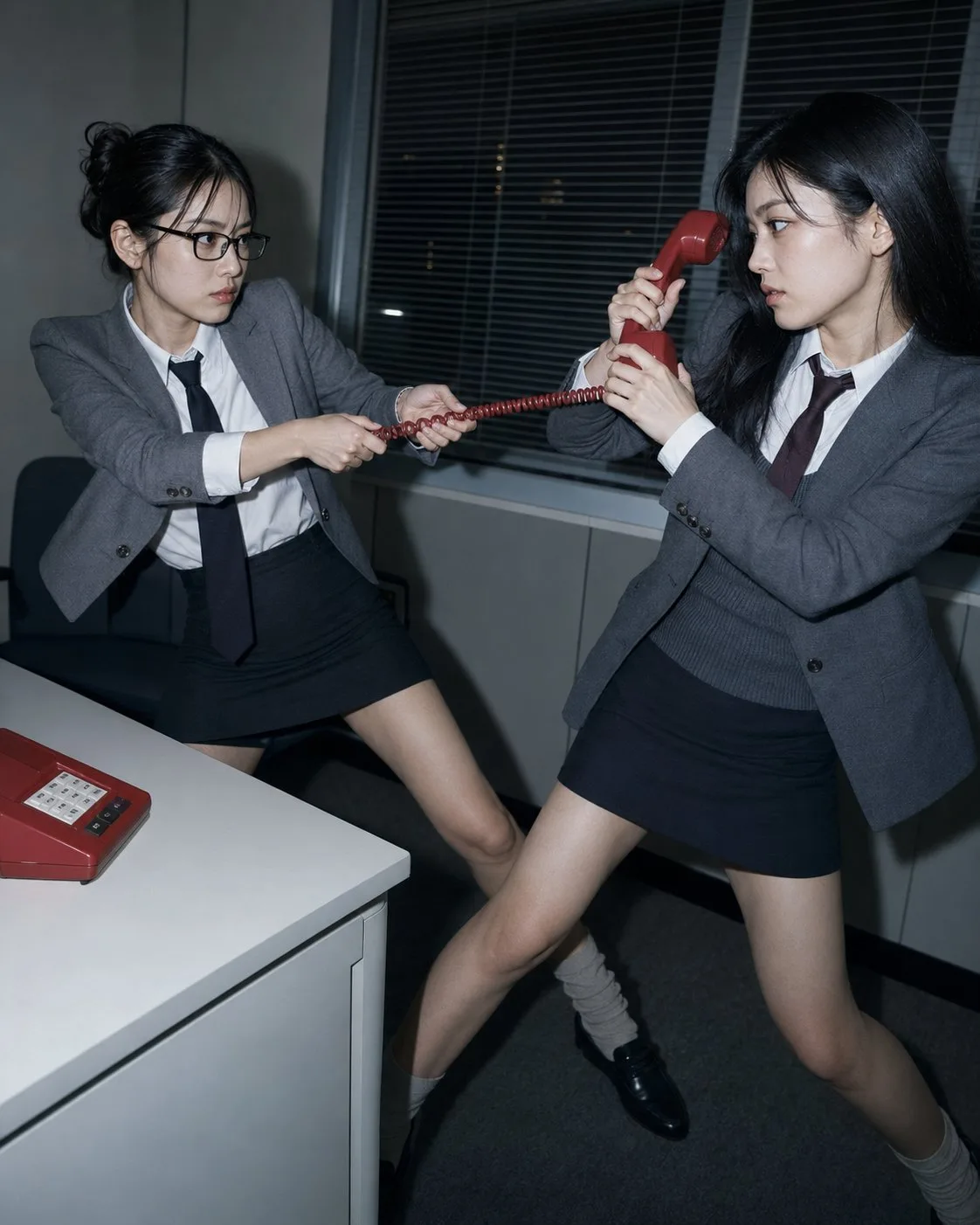 90s japanese office surreal editorial photography — After