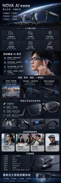Futuristic ai smart glasses detail