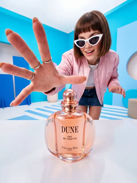 Retro futuristic perfume ad photography