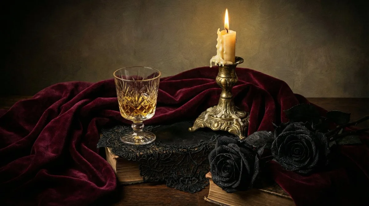 Dark romantic baroque still life — After