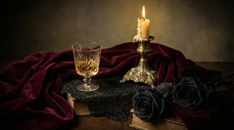 Dark romantic baroque still life