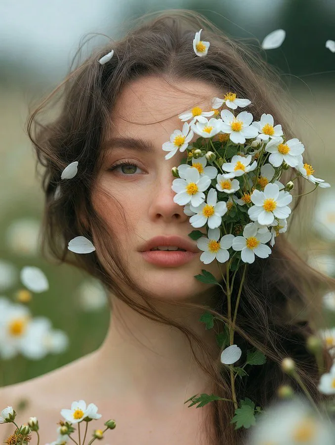 Dreamy girl in spring flowers — Sonra