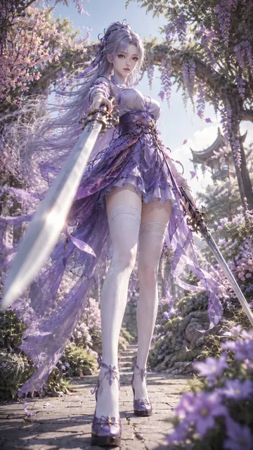 3d cg oriental fantasy female swordswoman portrait