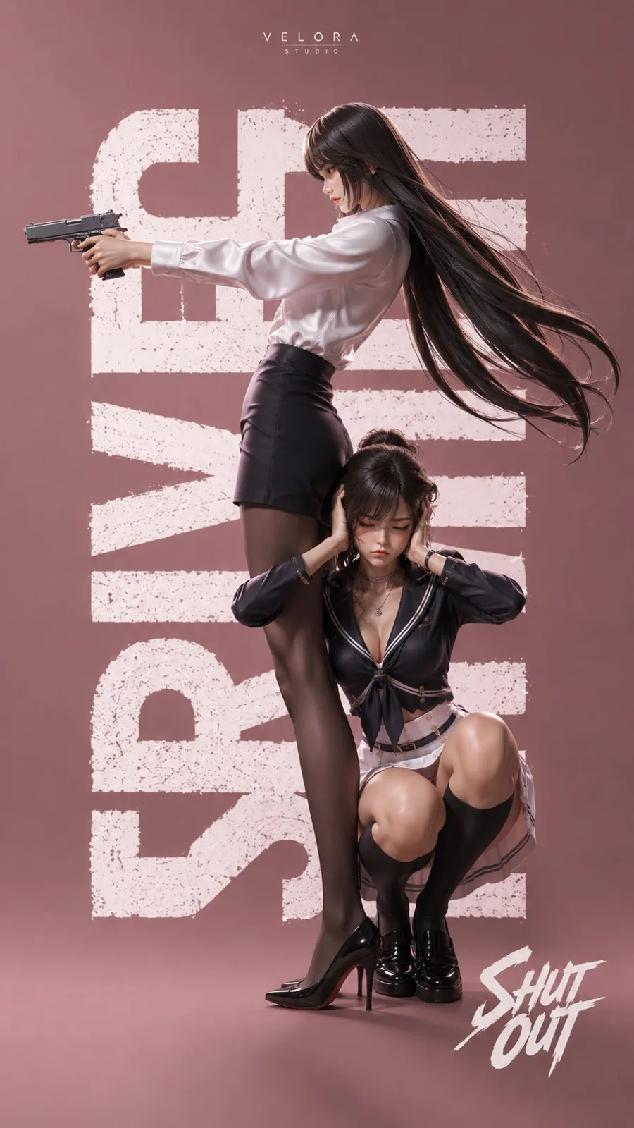 Pink minimalist female agent fashion poster — After