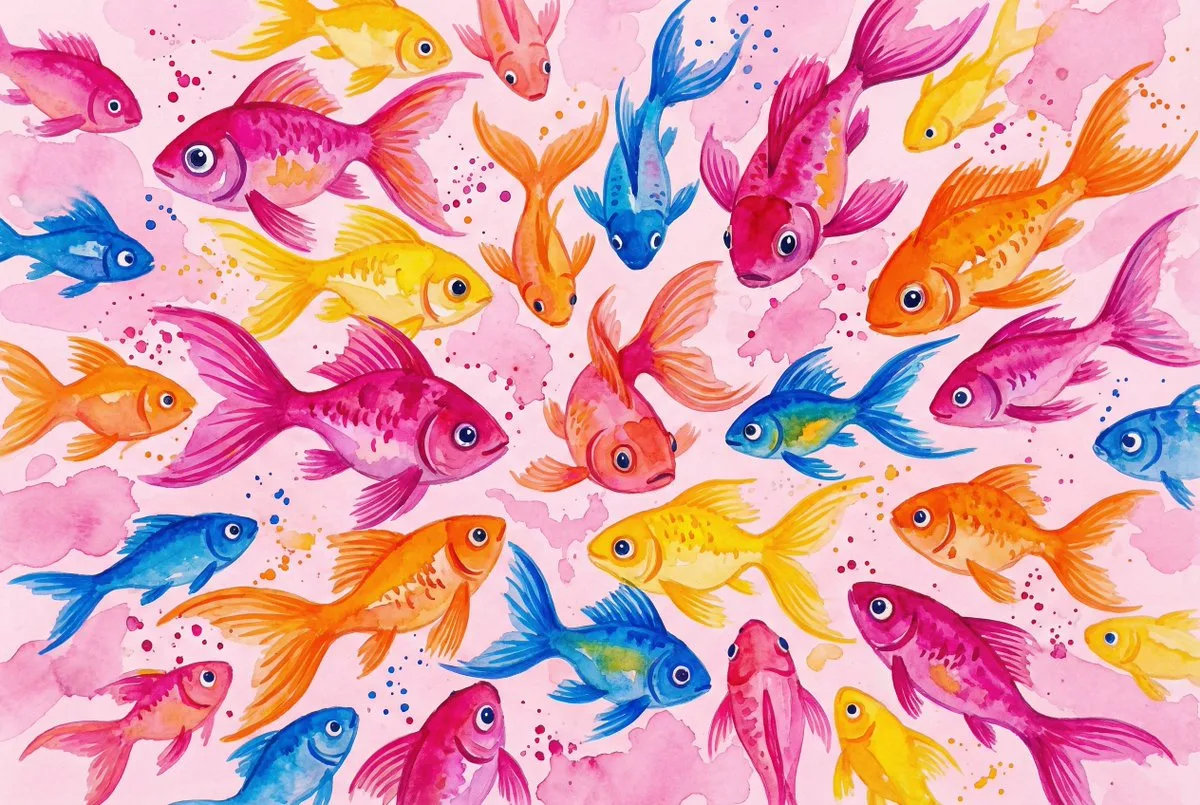 Playful watercolor fish — After