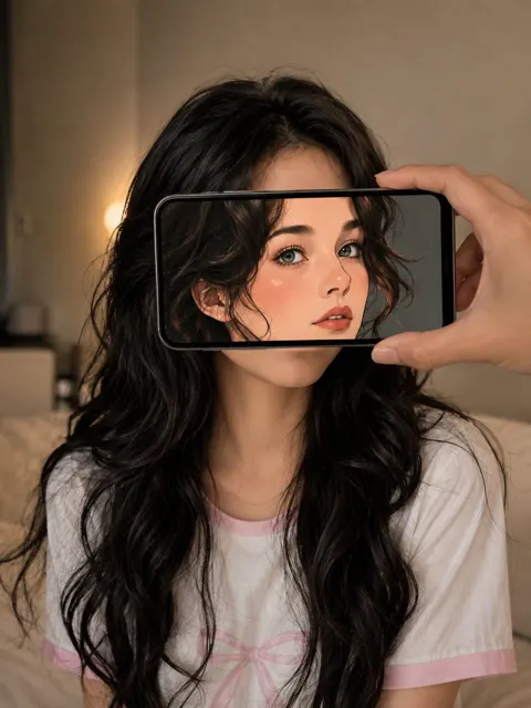Forced perspective smartphone anime illusion portrait