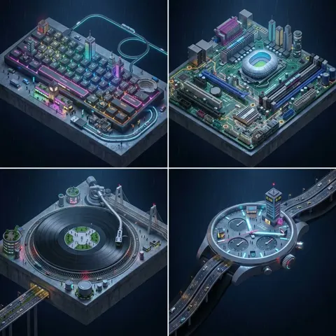 Cyberpunk object micro city