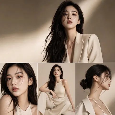 High fashion editorial collage beige minimalist