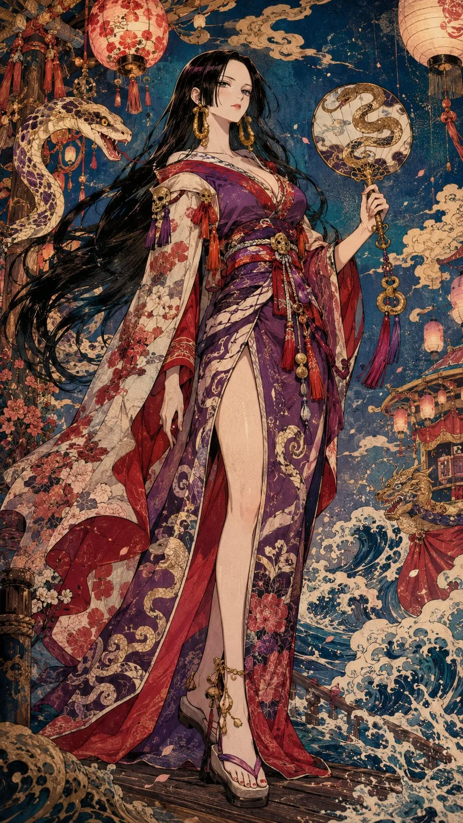 One piece girls summer festival ukiyo e poster — After