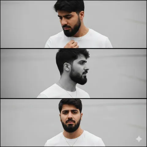 Minimalist monochrome man triptych