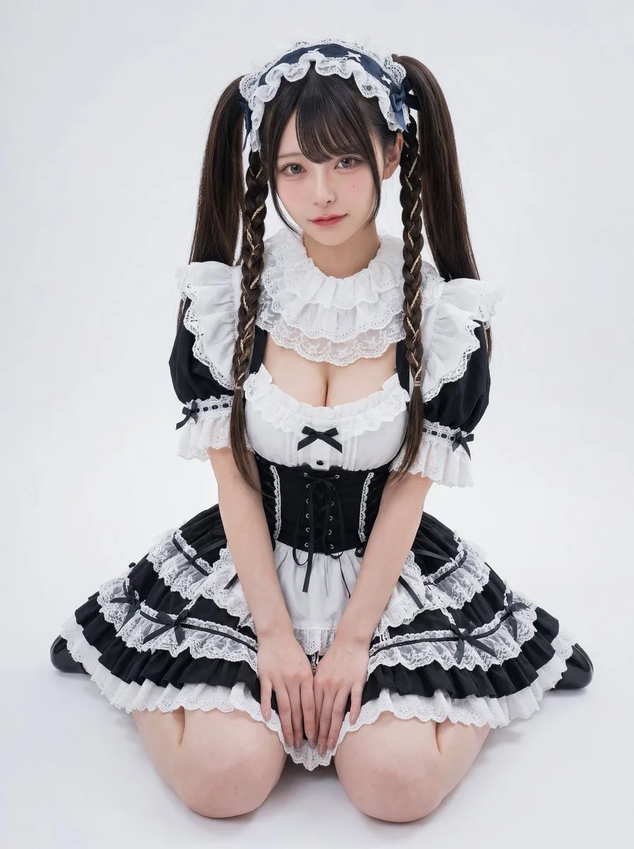 Photorealistic blue pigtail maid — After