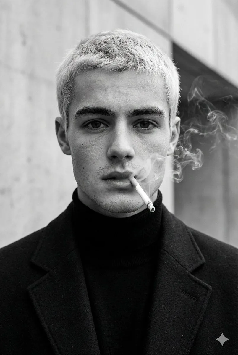 Black and white smoky fashion portrait — After