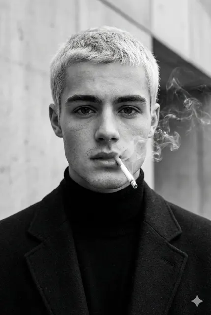 Black and white smoky fashion portrait