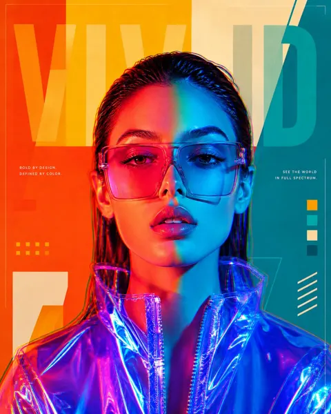 Futuristic split lighting editorial poster