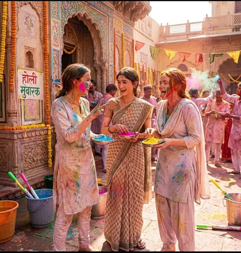 Holi festival indian girl