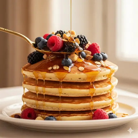 Luxury maple syrup pancakes