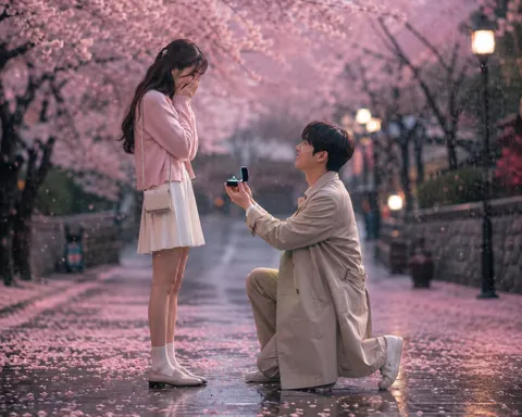Romantic korean cherry blossom proposal