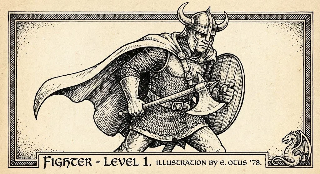 Vintage bw dd fantasy warrior — Sonra