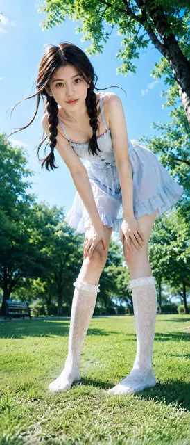 Realistic outdoor summer park portrait prompt