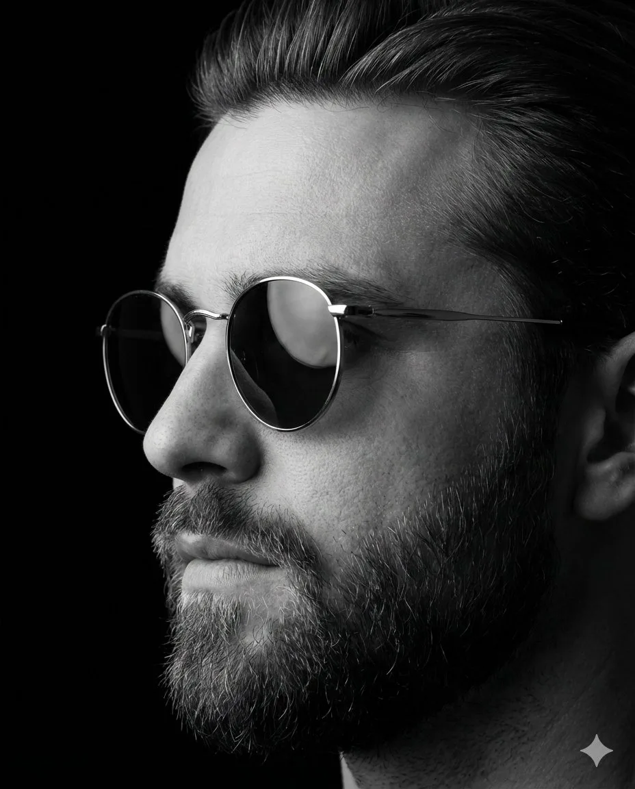 Black and white gentleman profile — Sonra