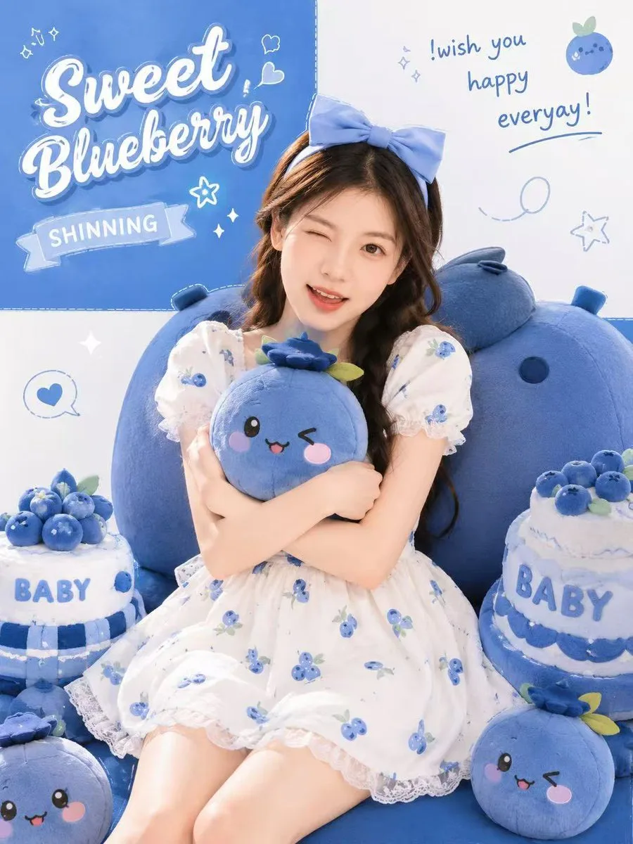 Cute blueberry themed character poster — Sonra