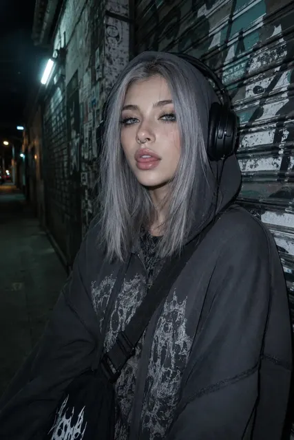 Urban grunge night portrait prompt