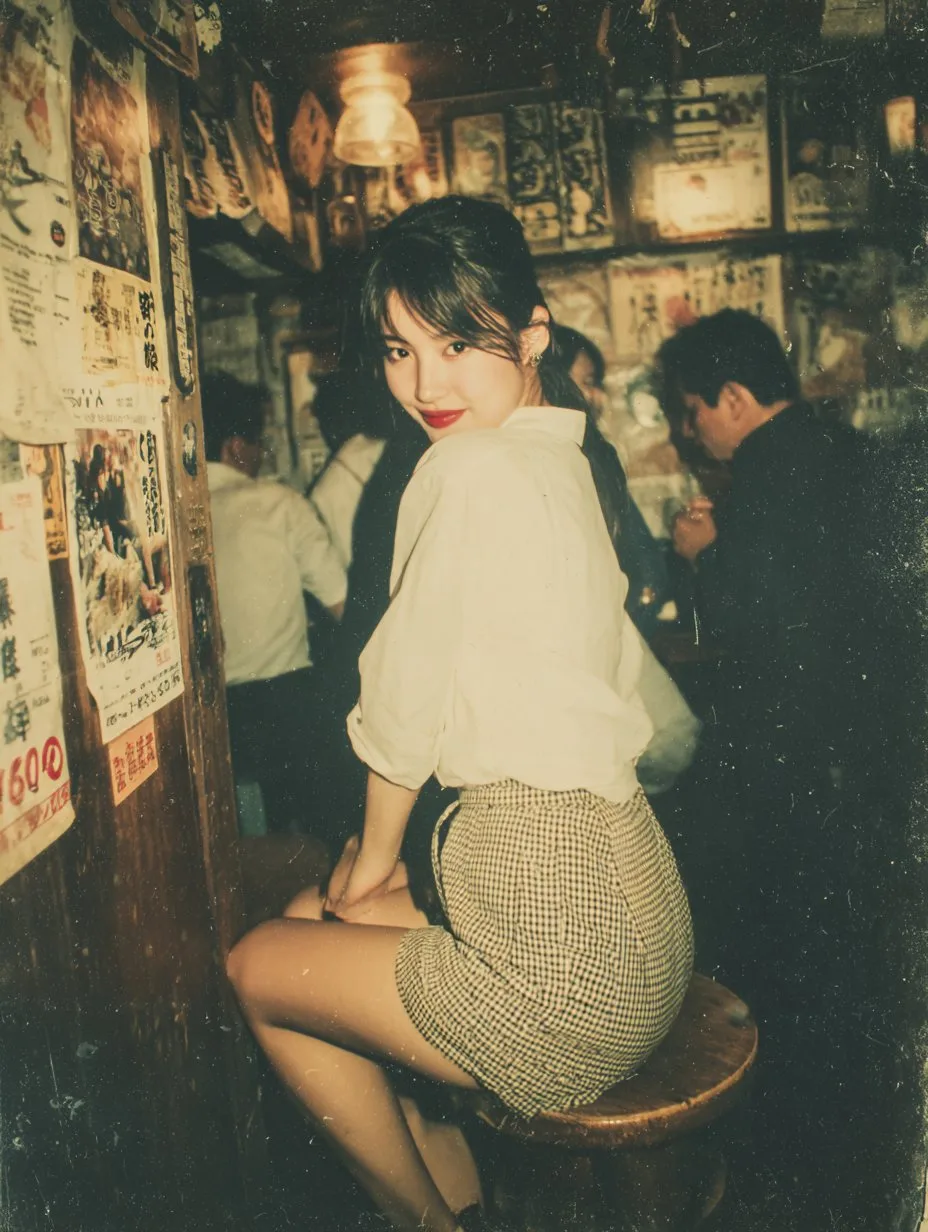 居酒屋里用闪光灯拍摄的美女照片 — Sonra