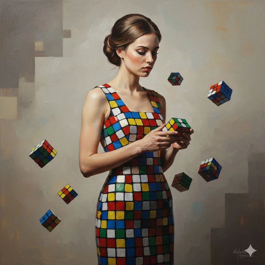 Rubiks cube dress portrait — After
