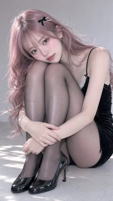 Retro ccd fashion portrait pink hair east asian woman
