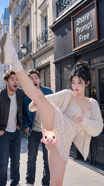 European street girl high kick photography