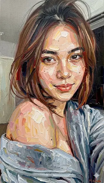 Impasto oil painting thick palette knife texture