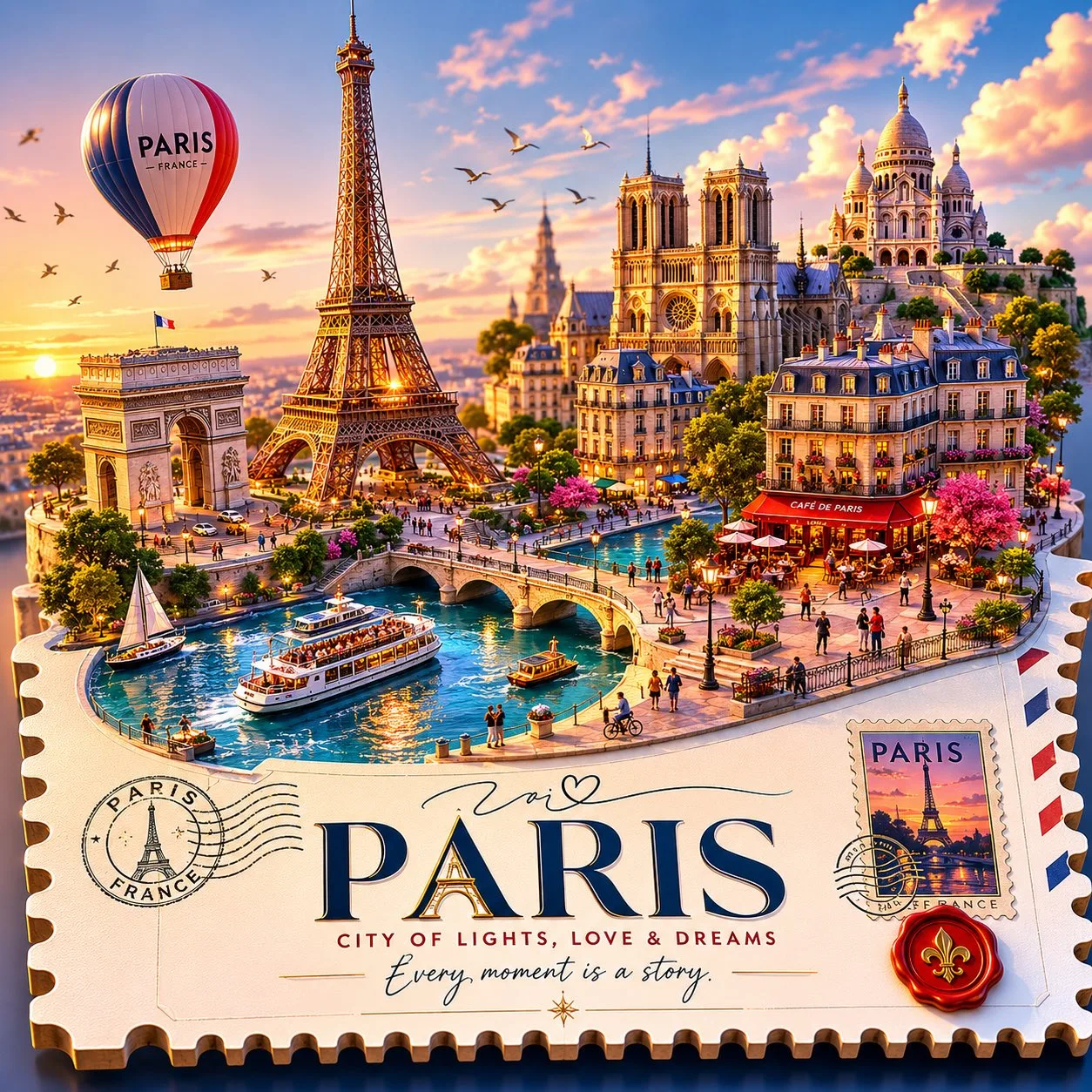 3d isometric travel poster floating miniature world — After