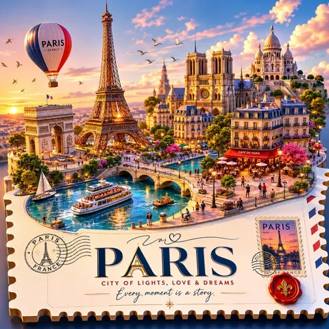 3d isometric travel poster floating miniature world