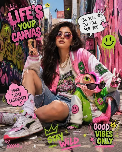 Y2k streetwear fashion editorial urban graffiti gen z girl