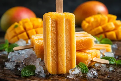 Ultra premium cinematic mango popsicles food photography