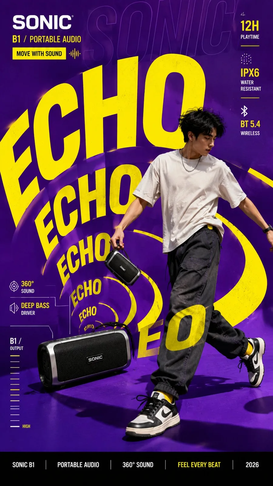 Bold editorial campaign poster typography physical force — Sonra