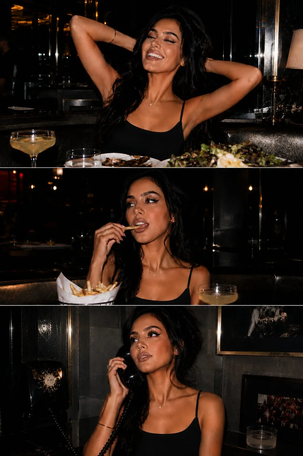 Three frame nightlife collage fashion photography — After