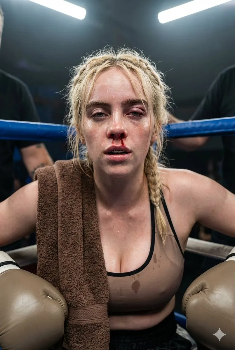 Sweaty bloodied boxer portrait — Sonra