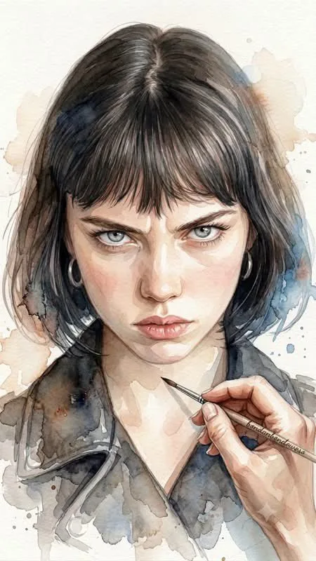 Expressive loose watercolor portrait illustration style — After