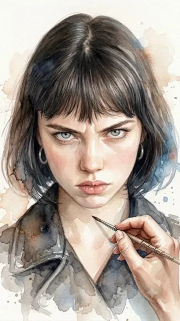 Expressive loose watercolor portrait illustration style
