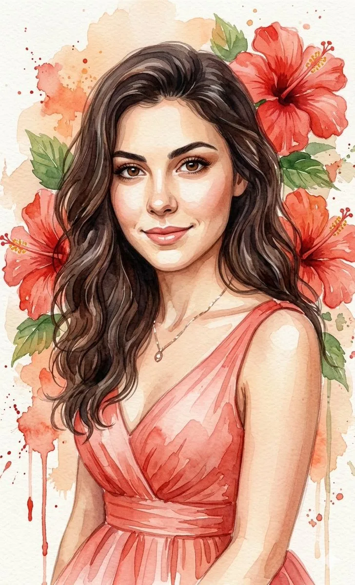 Watercolor ballgown hibiscus — Sonra