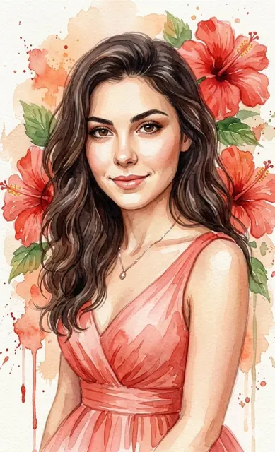 Watercolor ballgown hibiscus