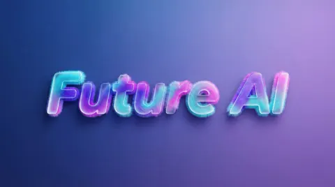 Futuristic fluffy glass text art