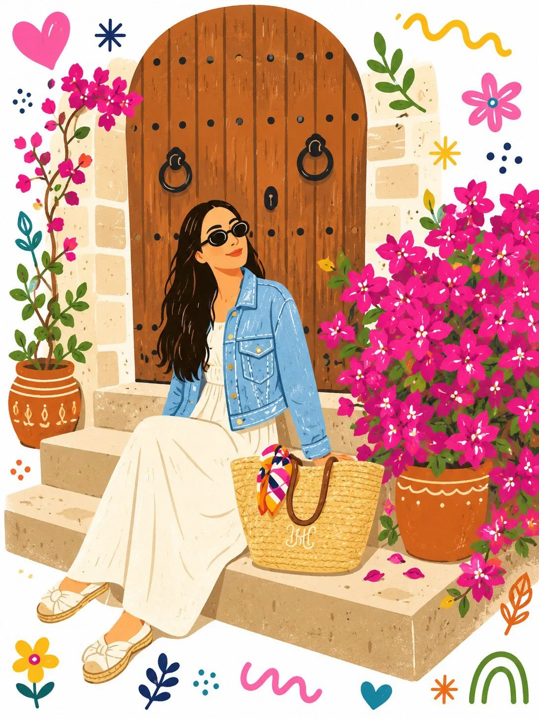 Flat folk art doodle illustration — Sonra