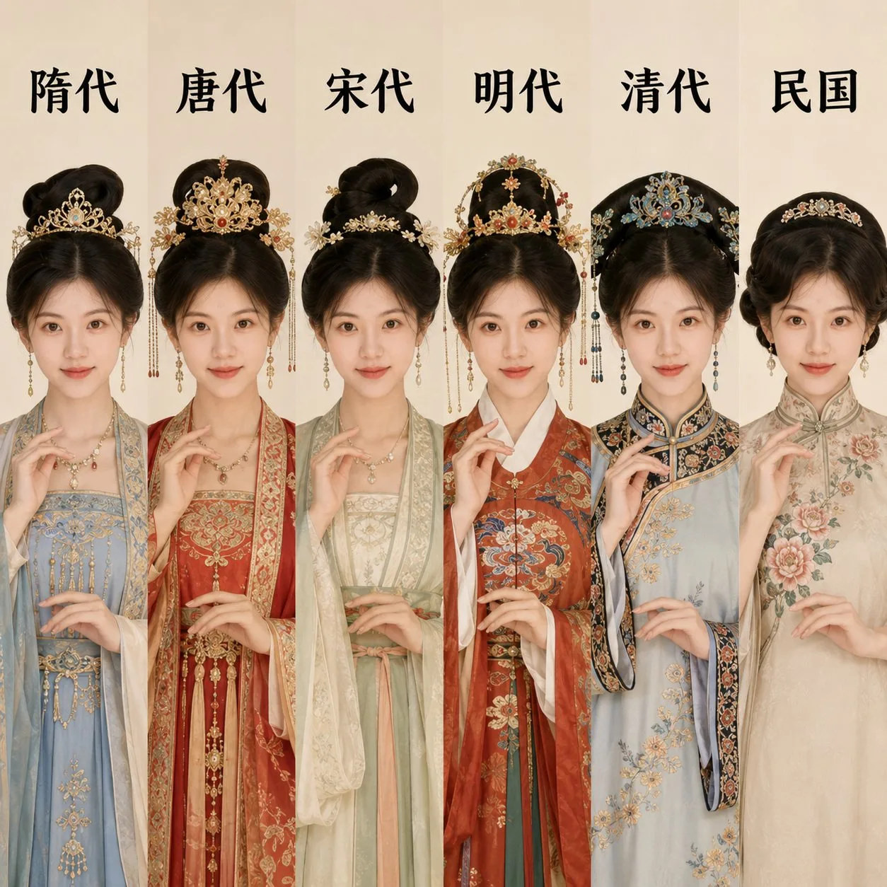 Chinese dynasty fashion collage portrait — Sonra