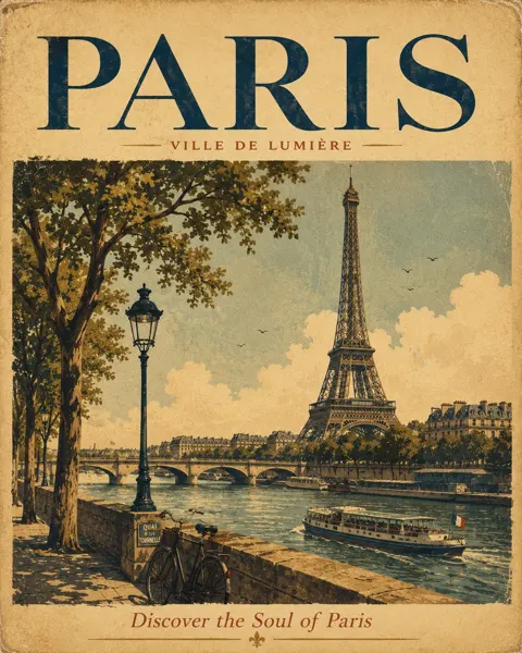 Vintage minimalist mid century travel poster prompt