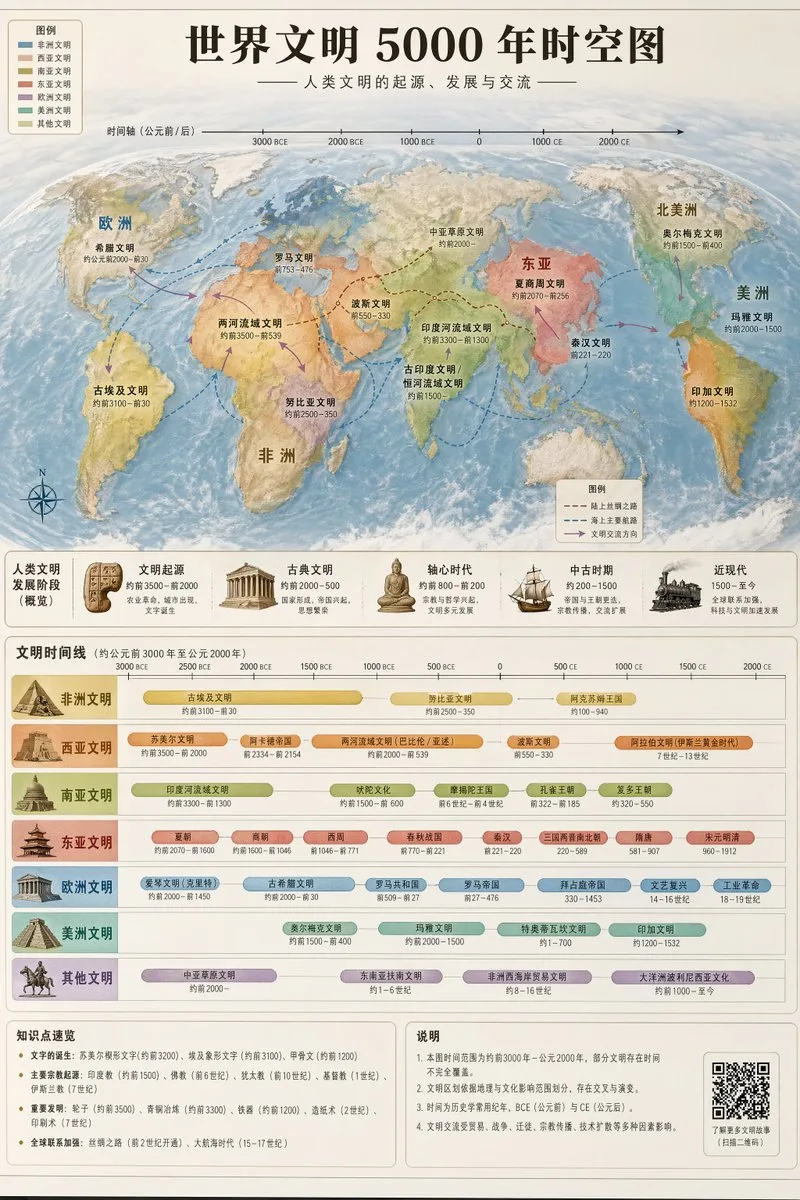5000 year world civilization map — After